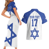 Custom Israel Football Go Champions Couples Matching Short Sleeve Bodycon Dress and Hawaiian Shirt Sporty Style