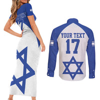 Custom Israel Football Go Champions Couples Matching Short Sleeve Bodycon Dress and Long Sleeve Button Shirt Sporty Style