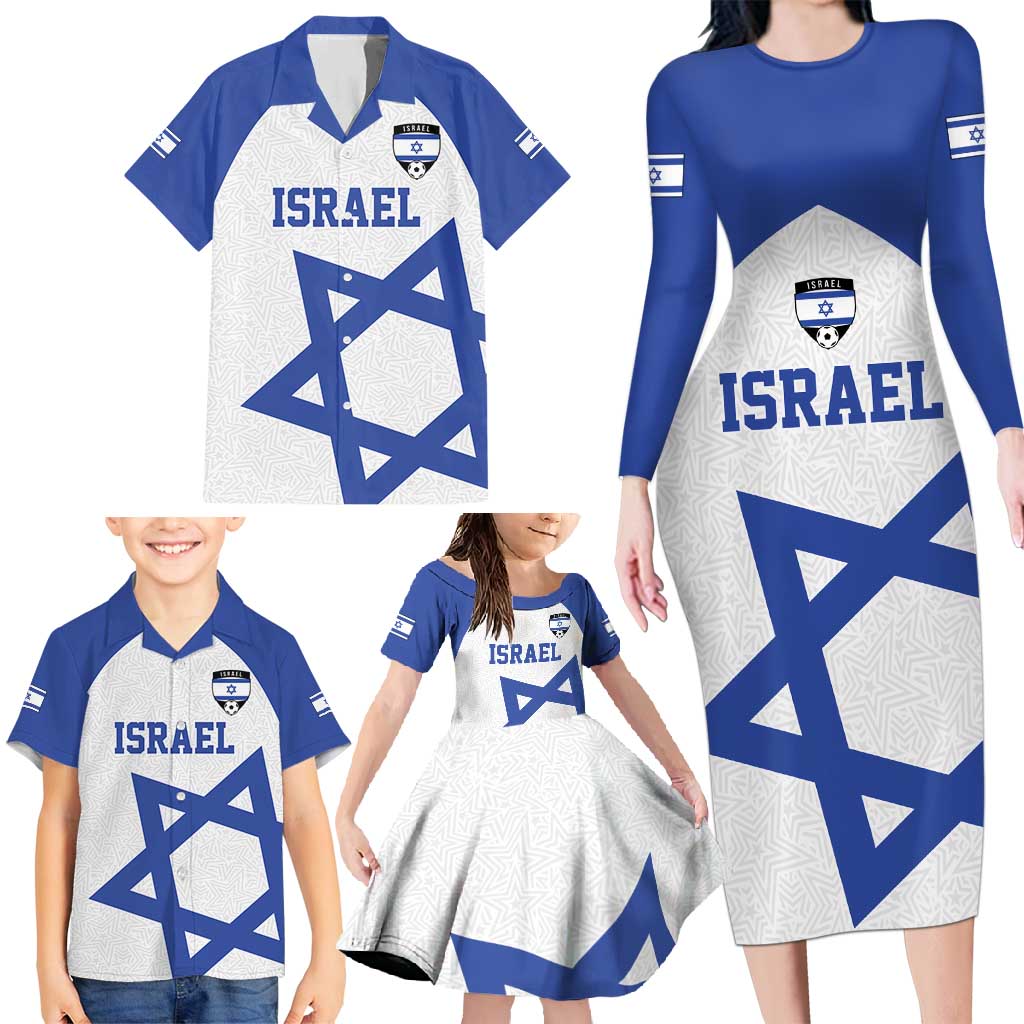 Custom Israel Football Go Champions Family Matching Long Sleeve Bodycon Dress and Hawaiian Shirt Sporty Style