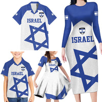 Custom Israel Football Go Champions Family Matching Long Sleeve Bodycon Dress and Hawaiian Shirt Sporty Style