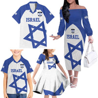 Custom Israel Football Go Champions Family Matching Off The Shoulder Long Sleeve Dress and Hawaiian Shirt Sporty Style