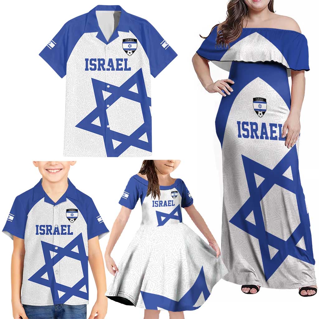 Custom Israel Football Go Champions Family Matching Off Shoulder Maxi Dress and Hawaiian Shirt Sporty Style