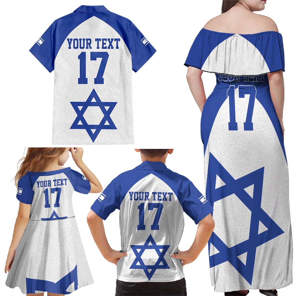 Custom Israel Football Go Champions Family Matching Off Shoulder Maxi Dress and Hawaiian Shirt Sporty Style