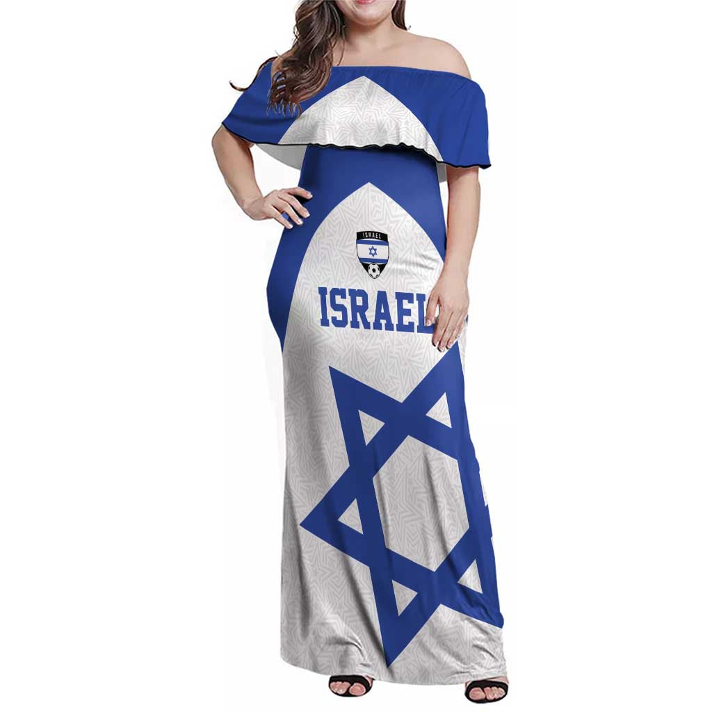 Custom Israel Football Go Champions Family Matching Off Shoulder Maxi Dress and Hawaiian Shirt Sporty Style