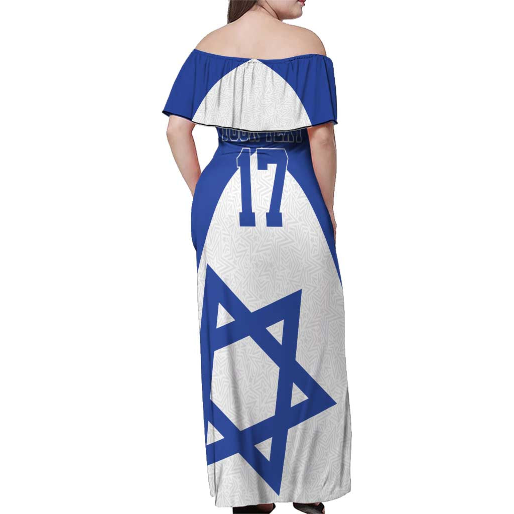 Custom Israel Football Go Champions Family Matching Off Shoulder Maxi Dress and Hawaiian Shirt Sporty Style