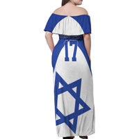 Custom Israel Football Go Champions Family Matching Off Shoulder Maxi Dress and Hawaiian Shirt Sporty Style