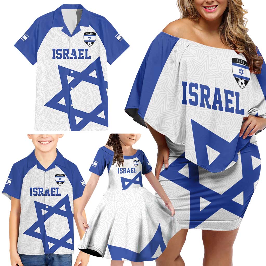 Custom Israel Football Go Champions Family Matching Off Shoulder Short Dress and Hawaiian Shirt Sporty Style