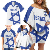 Custom Israel Football Go Champions Family Matching Off Shoulder Short Dress and Hawaiian Shirt Sporty Style