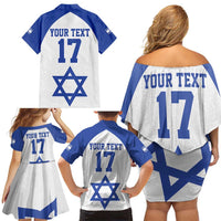 Custom Israel Football Go Champions Family Matching Off Shoulder Short Dress and Hawaiian Shirt Sporty Style