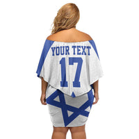Custom Israel Football Go Champions Family Matching Off Shoulder Short Dress and Hawaiian Shirt Sporty Style