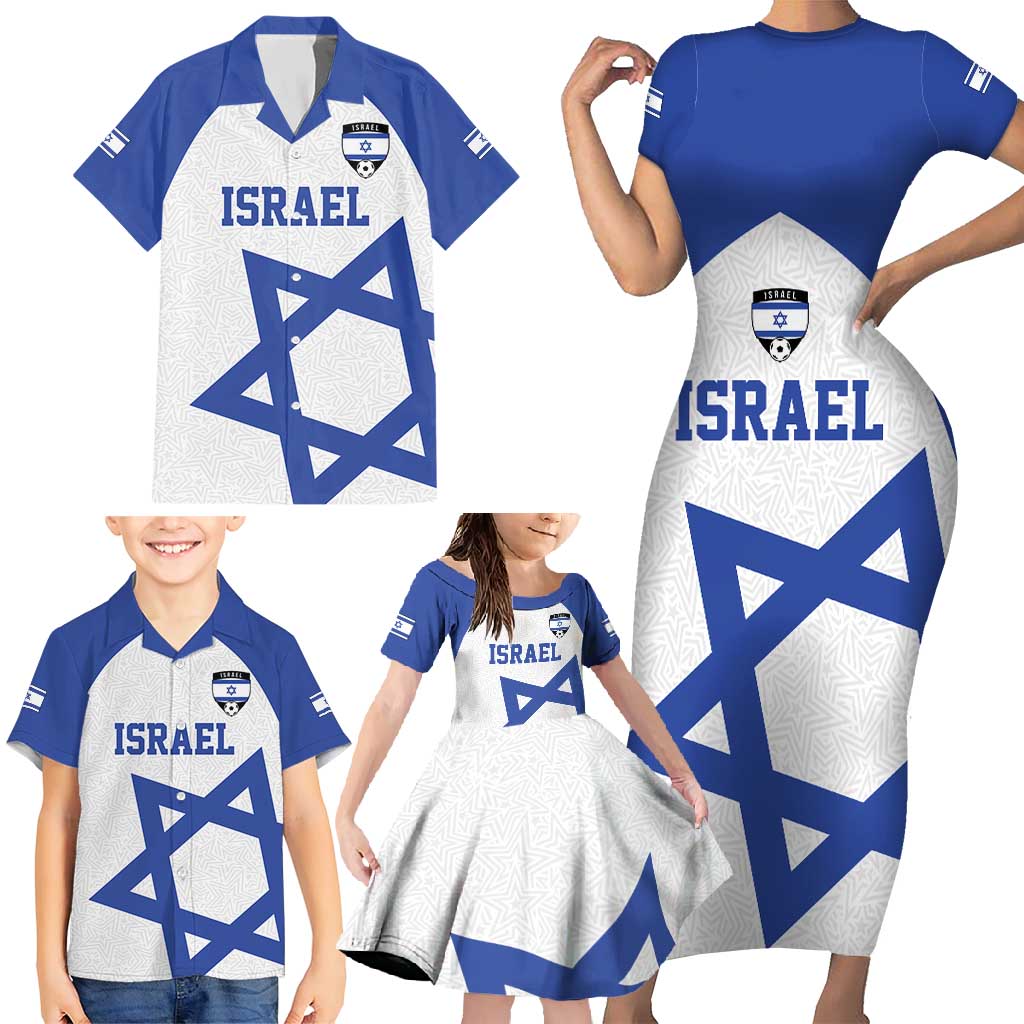 Custom Israel Football Go Champions Family Matching Short Sleeve Bodycon Dress and Hawaiian Shirt Sporty Style