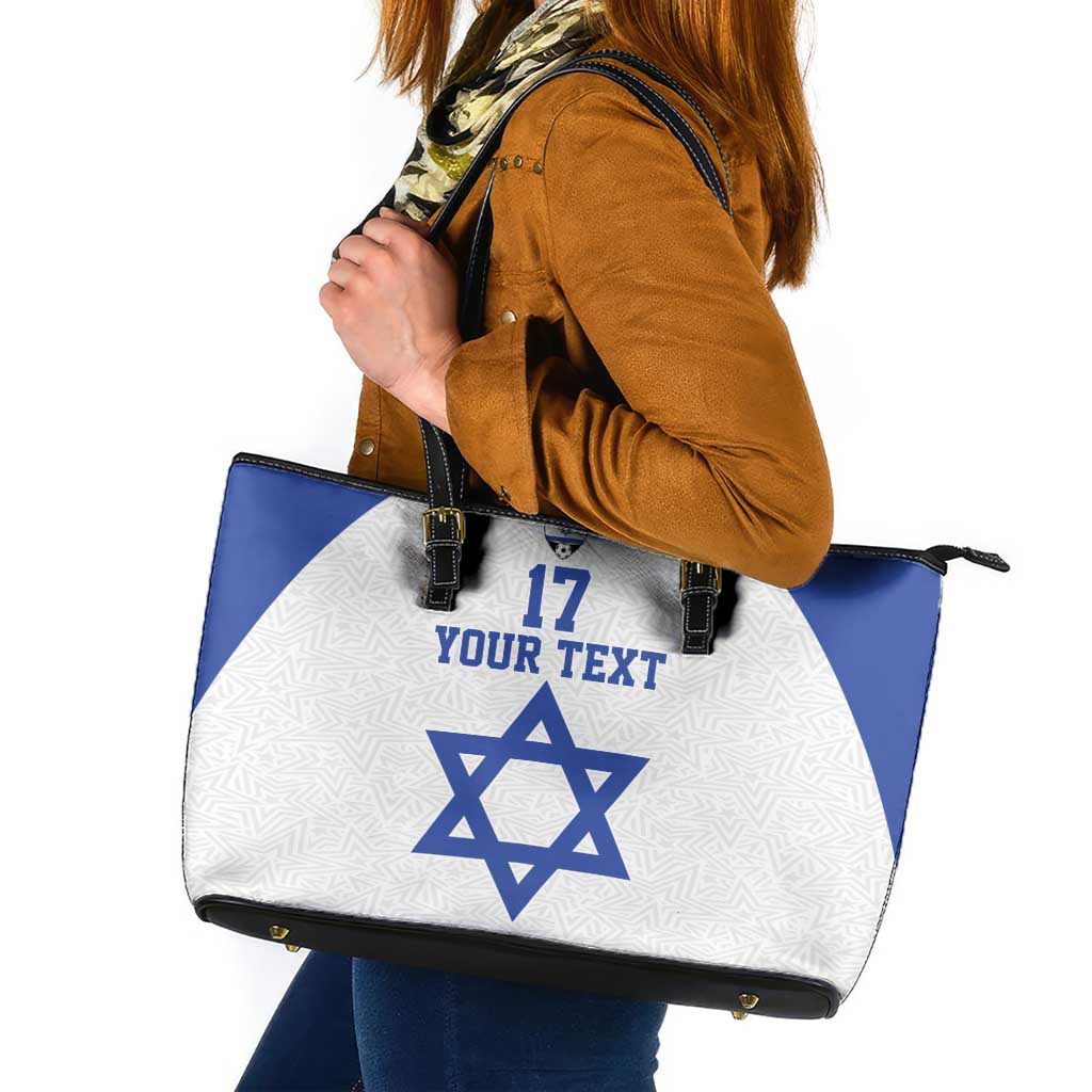 Custom Israel Football Go Champions Leather Tote Bag Sporty Style