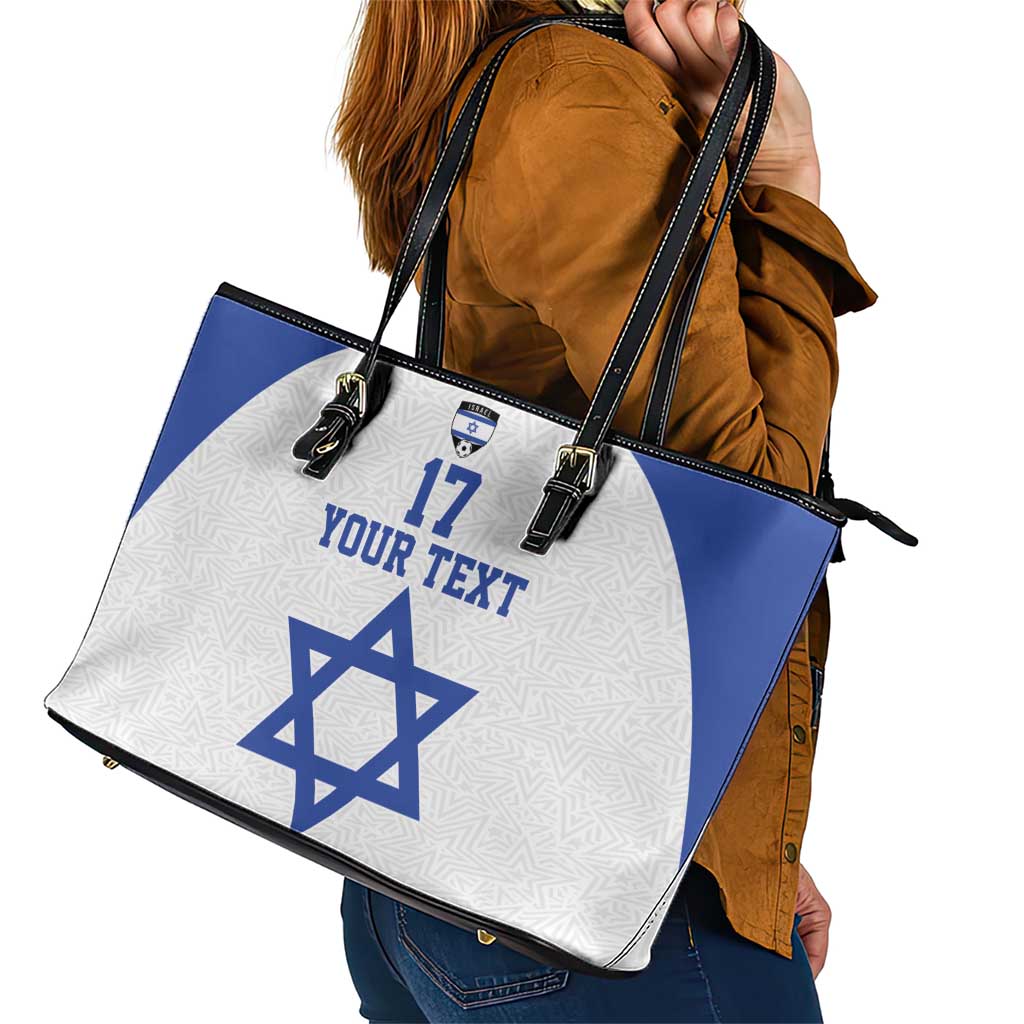 Custom Israel Football Go Champions Leather Tote Bag Sporty Style