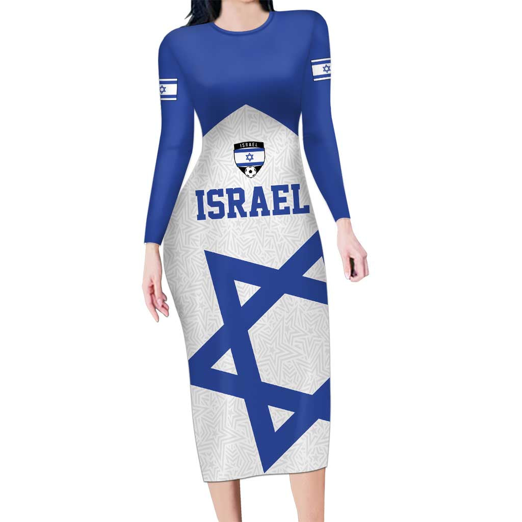Custom Israel Football Go Champions Long Sleeve Bodycon Dress Sporty Style