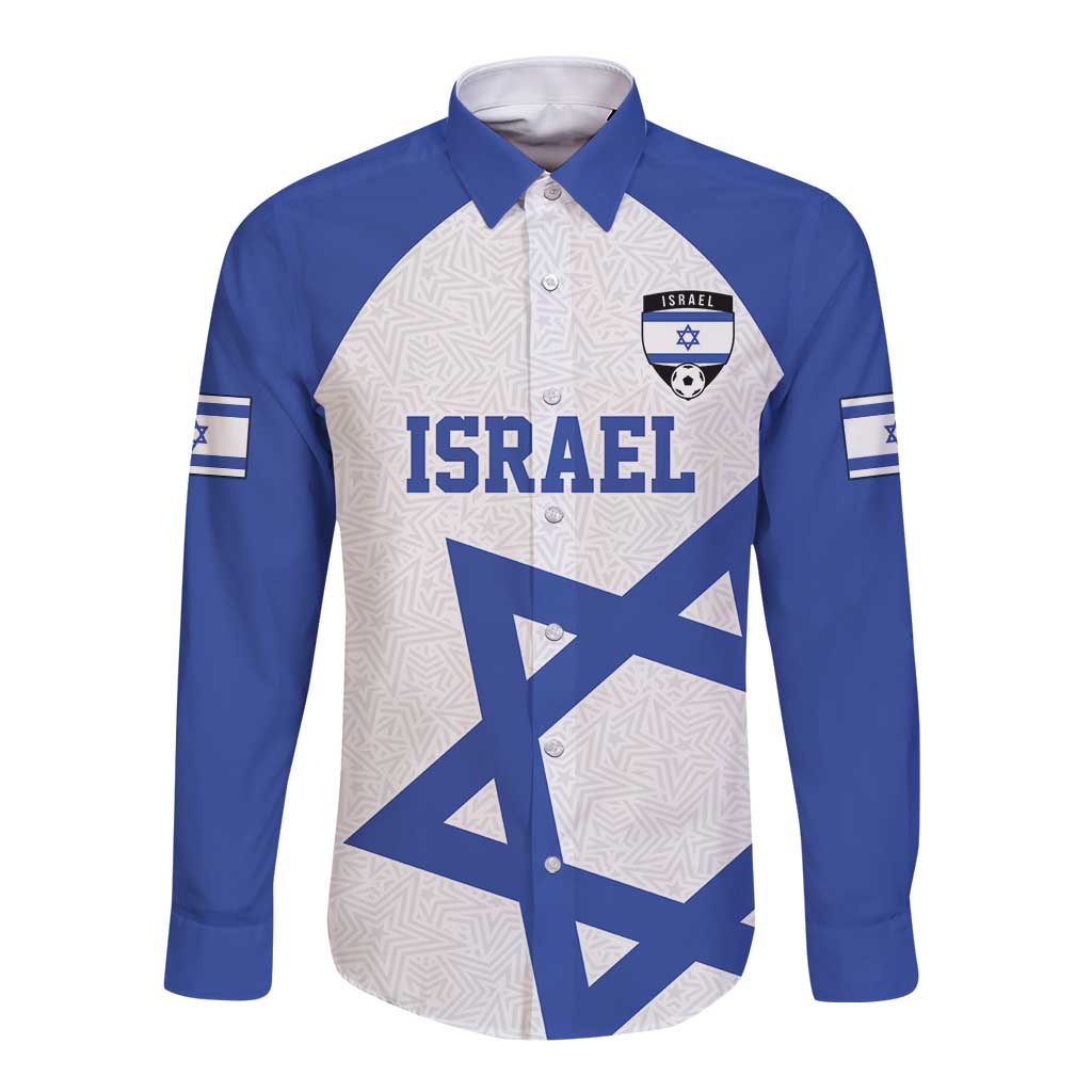 Custom Israel Football Go Champions Long Sleeve Button Shirt Sporty Style