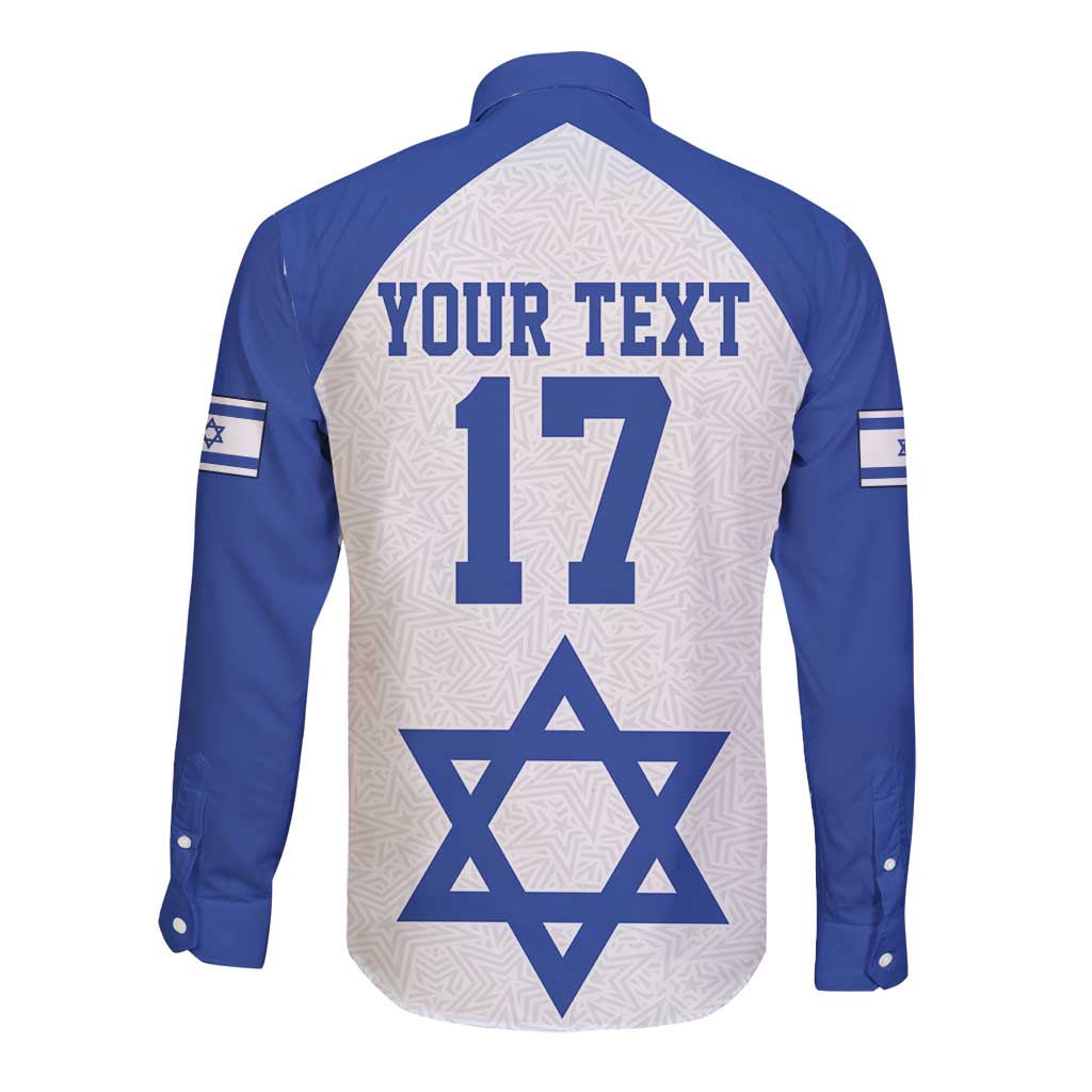 Custom Israel Football Go Champions Long Sleeve Button Shirt Sporty Style