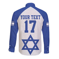 Custom Israel Football Go Champions Long Sleeve Button Shirt Sporty Style