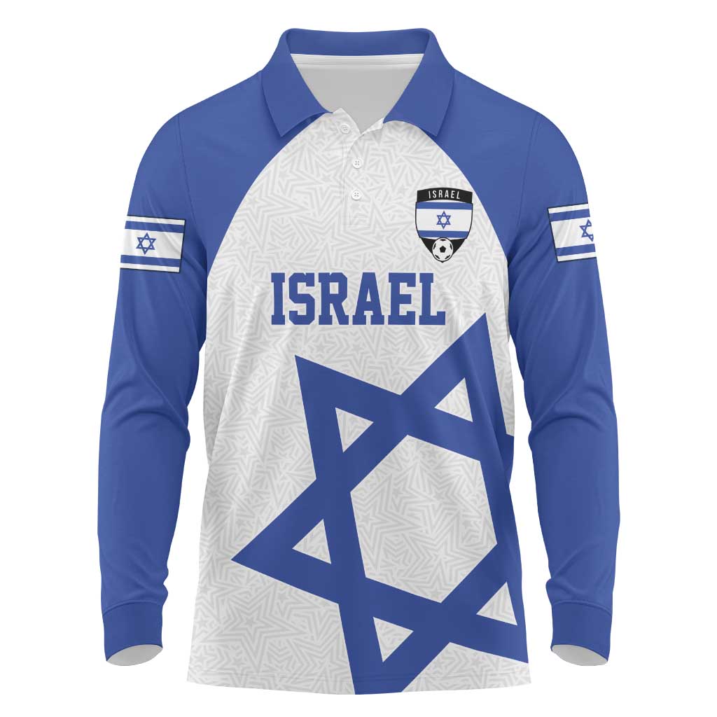 Custom Israel Football Go Champions Long Sleeve Polo Shirt Sporty Style