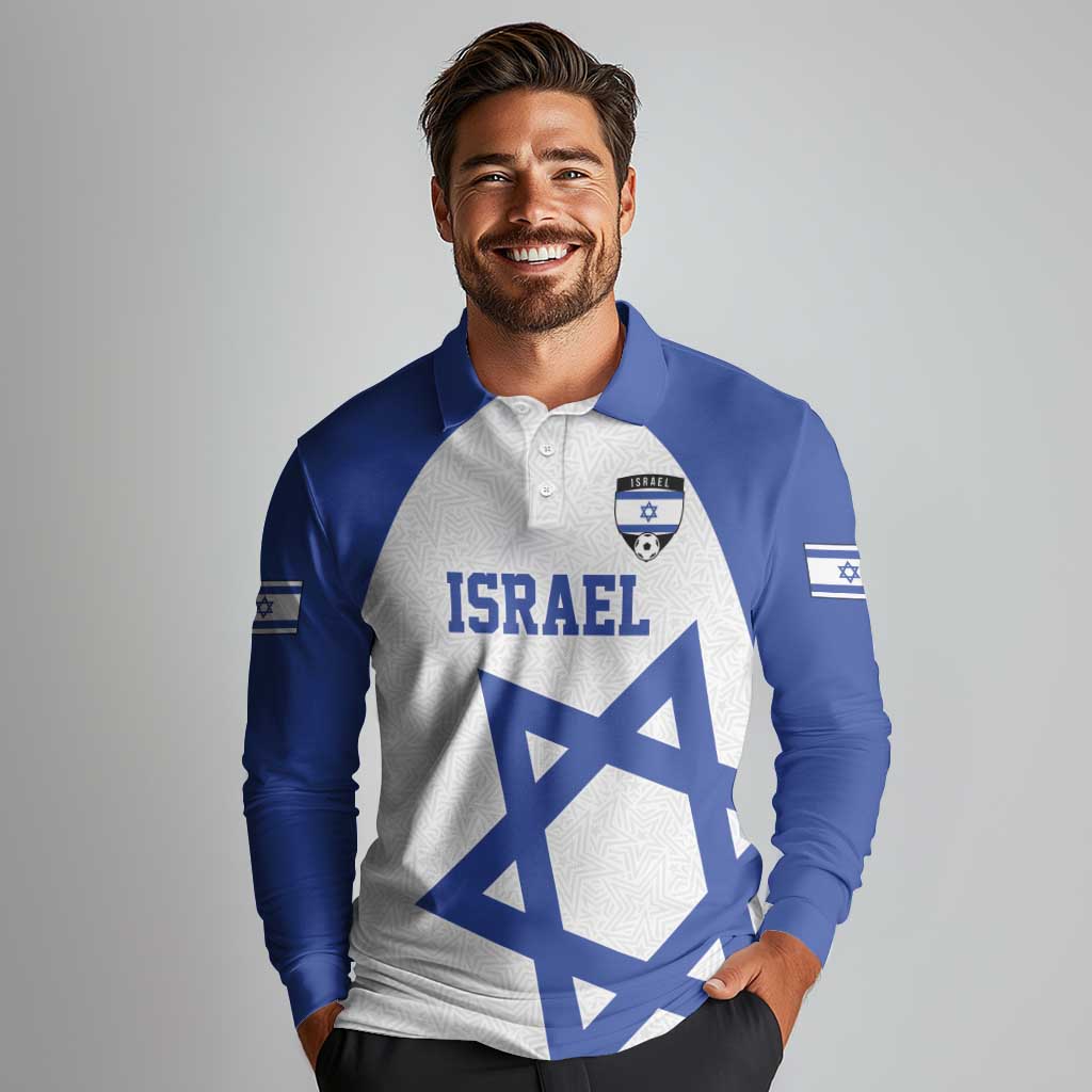 Custom Israel Football Go Champions Long Sleeve Polo Shirt Sporty Style