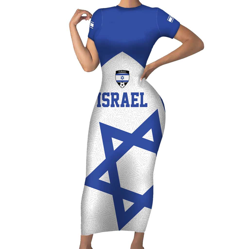 Custom Israel Football Go Champions Short Sleeve Bodycon Dress Sporty Style