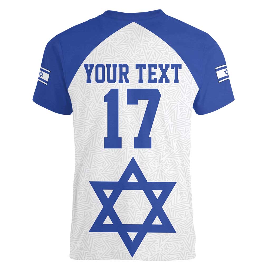 Custom Israel Football Go Champions Women V-Neck T-Shirt Sporty Style