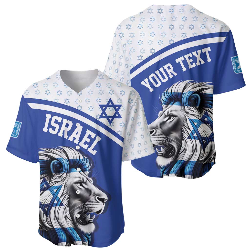 Personalized Israel Lion of Judah Baseball Jersey Flag and Coat of arms