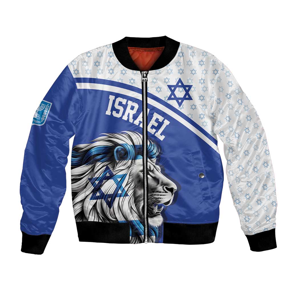 Personalized Israel Lion of Judah Bomber Jacket Flag and Coat of arms