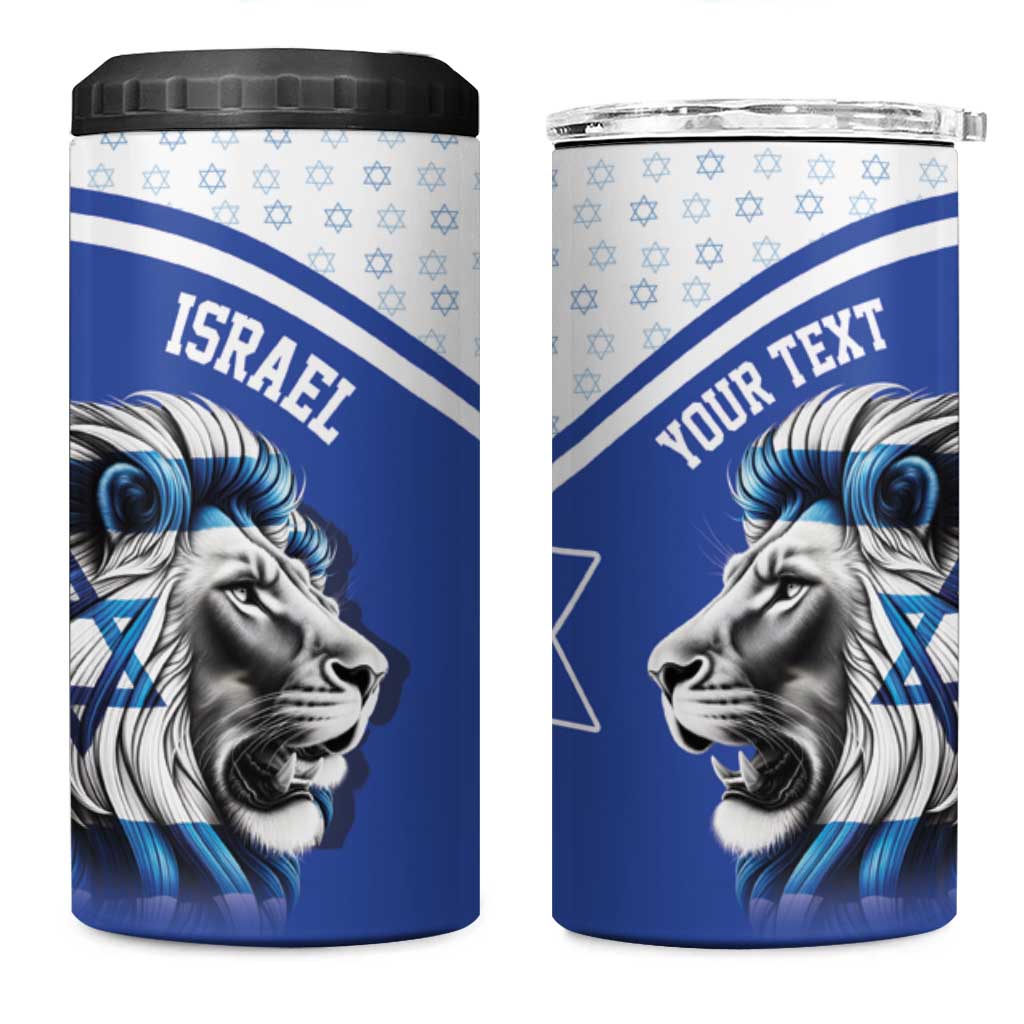 Personalized Israel Lion of Judah 4 in 1 Can Cooler Tumbler Flag and Coat of arms