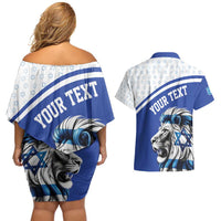 Personalized Israel Lion of Judah Couples Matching Off Shoulder Short Dress and Hawaiian Shirt Flag and Coat of arms