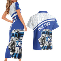 Personalized Israel Lion of Judah Couples Matching Short Sleeve Bodycon Dress and Hawaiian Shirt Flag and Coat of arms