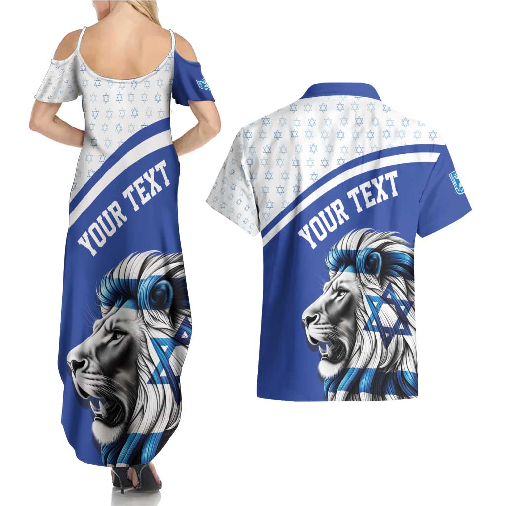 Personalized Israel Lion of Judah Couples Matching Summer Maxi Dress and Hawaiian Shirt Flag and Coat of arms