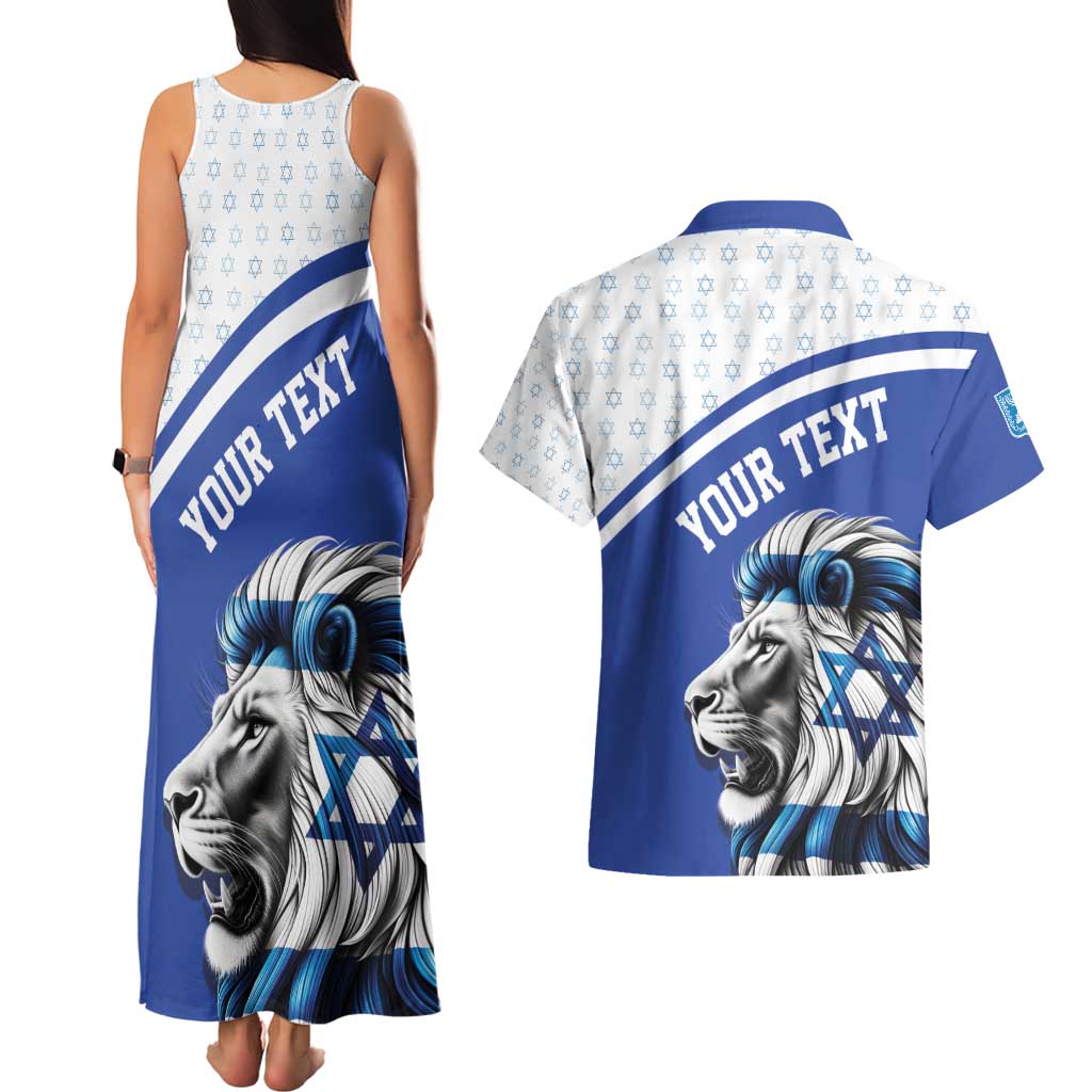 Personalized Israel Lion of Judah Couples Matching Tank Maxi Dress and Hawaiian Shirt Flag and Coat of arms