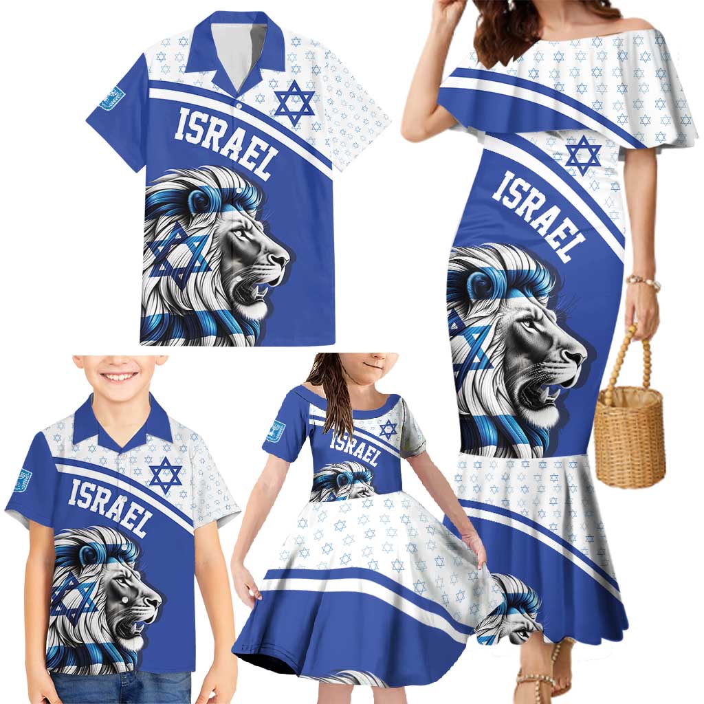 Personalized Israel Lion of Judah Family Matching Mermaid Dress and Hawaiian Shirt Flag and Coat of arms