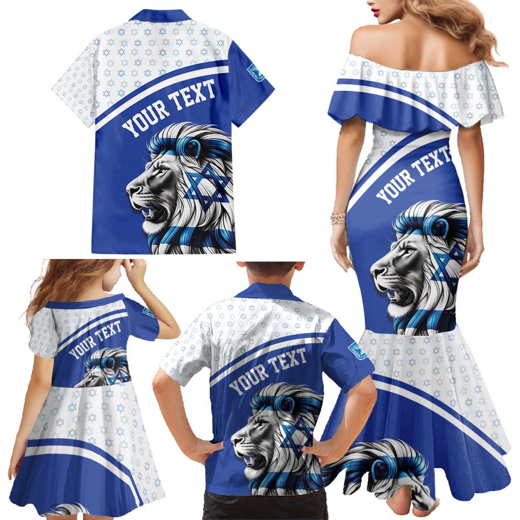 Personalized Israel Lion of Judah Family Matching Mermaid Dress and Hawaiian Shirt Flag and Coat of arms