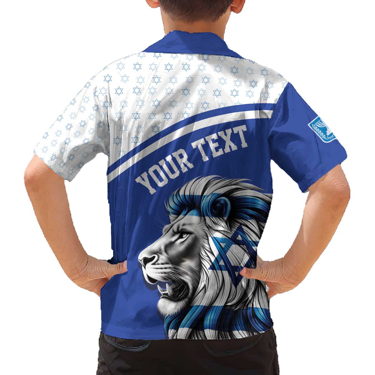Personalized Israel Lion of Judah Family Matching Off The Shoulder Long Sleeve Dress and Hawaiian Shirt Flag and Coat of arms