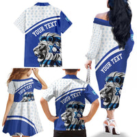 Personalized Israel Lion of Judah Family Matching Off The Shoulder Long Sleeve Dress and Hawaiian Shirt Flag and Coat of arms