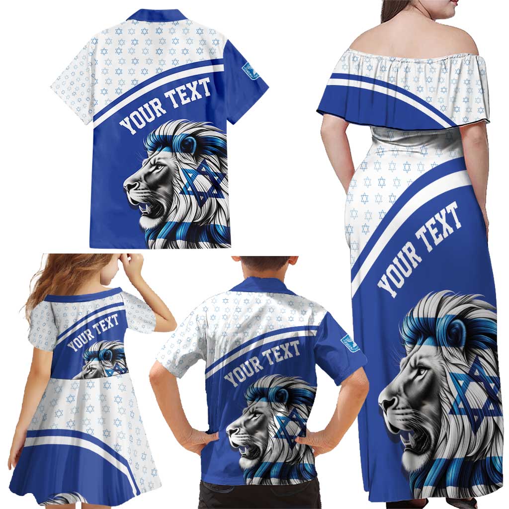 Personalized Israel Lion of Judah Family Matching Off Shoulder Maxi Dress and Hawaiian Shirt Flag and Coat of arms