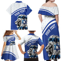 Personalized Israel Lion of Judah Family Matching Off Shoulder Maxi Dress and Hawaiian Shirt Flag and Coat of arms