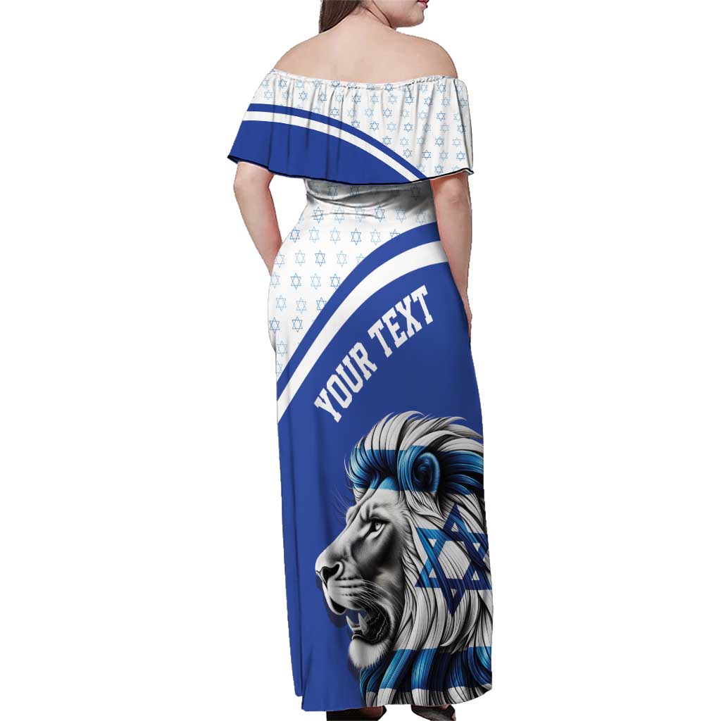 Personalized Israel Lion of Judah Family Matching Off Shoulder Maxi Dress and Hawaiian Shirt Flag and Coat of arms