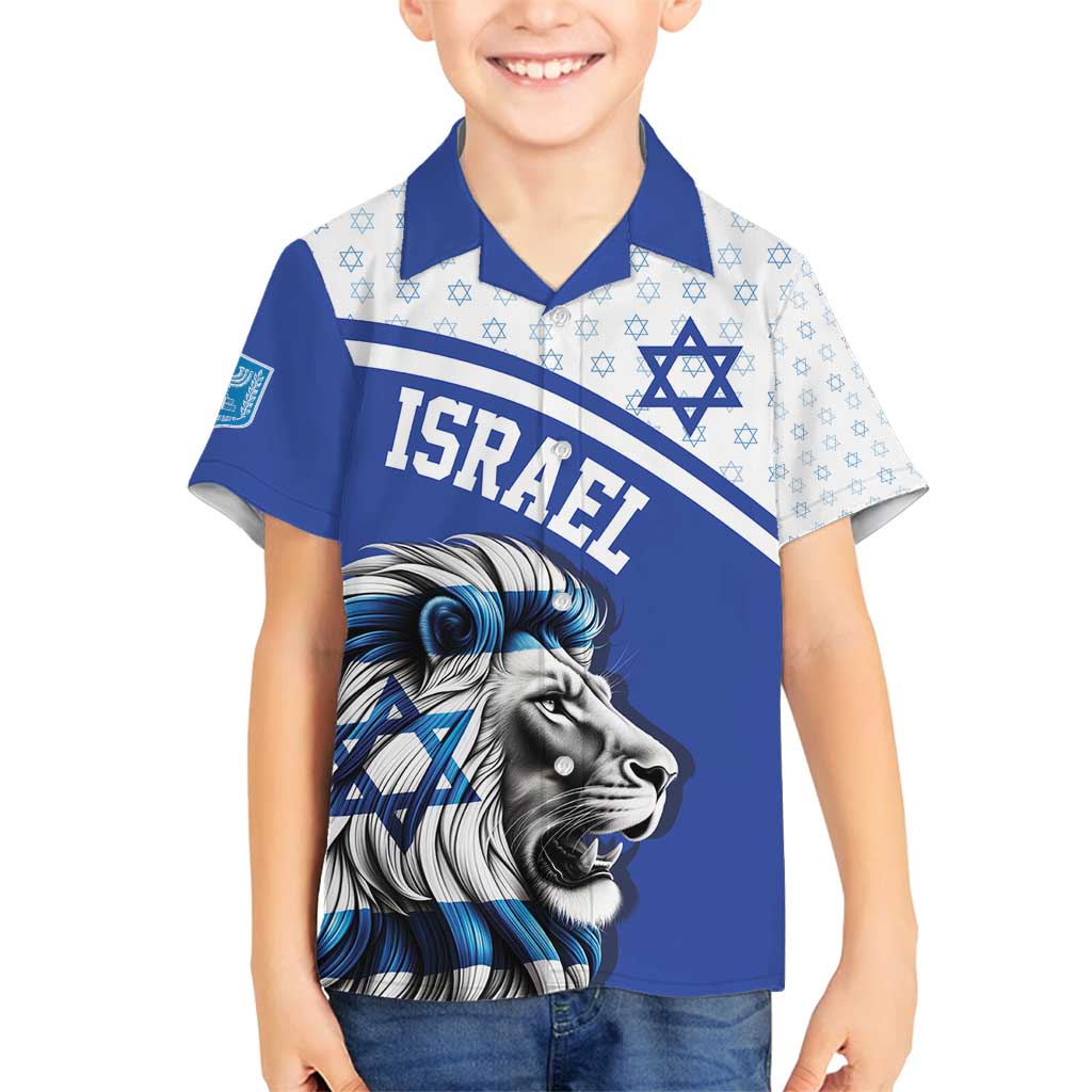 Personalized Israel Lion of Judah Family Matching Off Shoulder Short Dress and Hawaiian Shirt Flag and Coat of arms