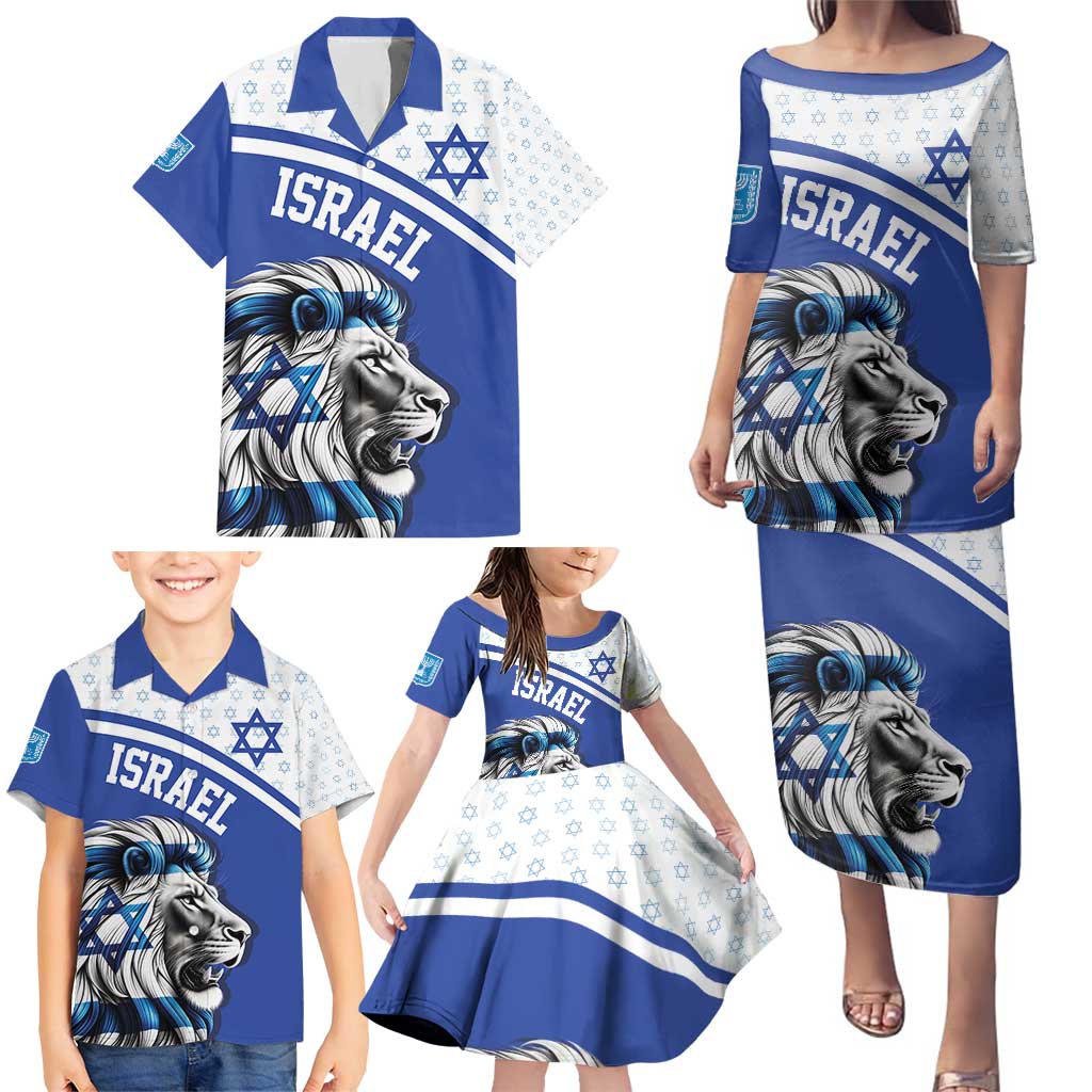 Personalized Israel Lion of Judah Family Matching Puletasi and Hawaiian Shirt Flag and Coat of arms