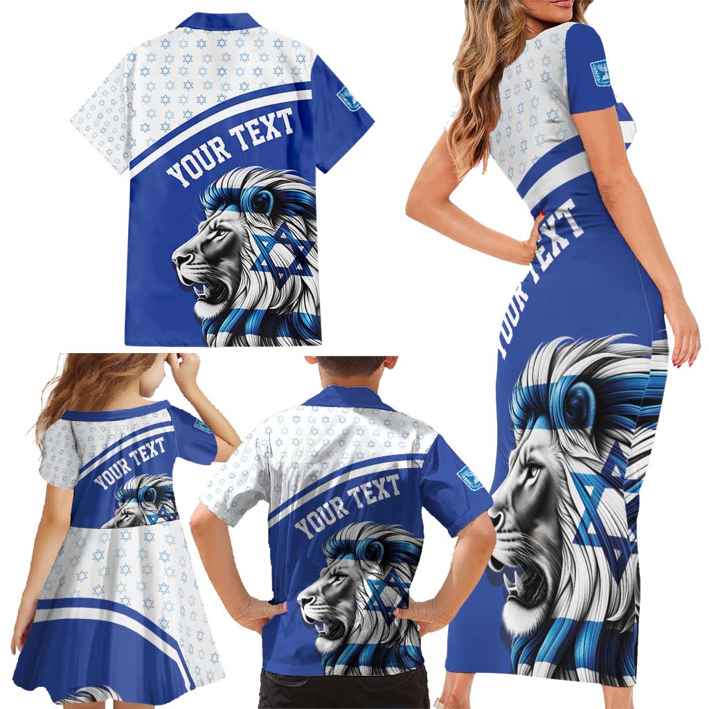 Personalized Israel Lion of Judah Family Matching Short Sleeve Bodycon Dress and Hawaiian Shirt Flag and Coat of arms