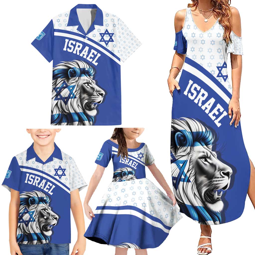 Personalized Israel Lion of Judah Family Matching Summer Maxi Dress and Hawaiian Shirt Flag and Coat of arms
