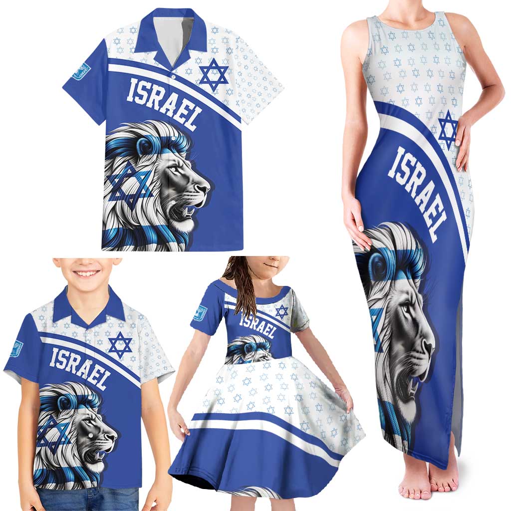 Personalized Israel Lion of Judah Family Matching Tank Maxi Dress and Hawaiian Shirt Flag and Coat of arms