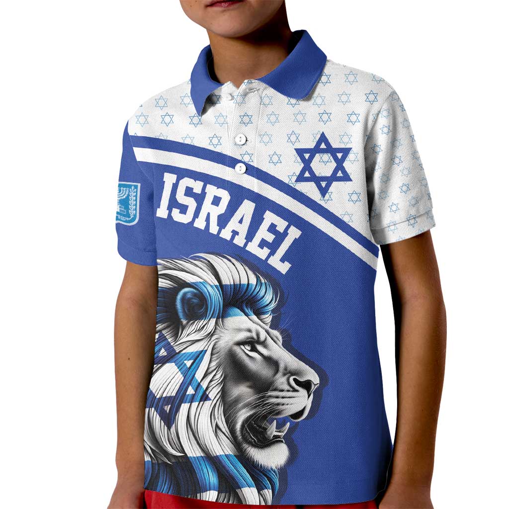 Personalized Israel Lion of Judah Kid Polo Shirt Flag and Coat of arms