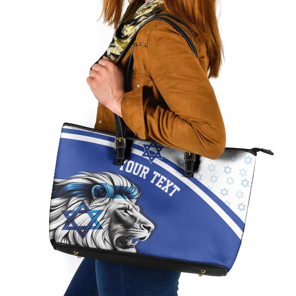 Personalized Israel Lion of Judah Leather Tote Bag Flag and Coat of arms