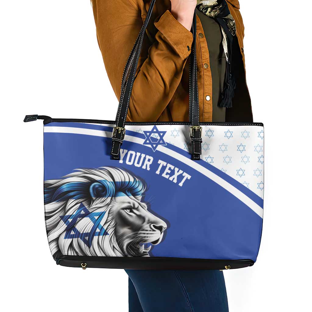 Personalized Israel Lion of Judah Leather Tote Bag Flag and Coat of arms