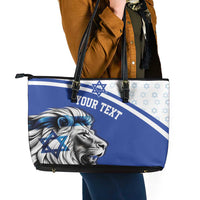 Personalized Israel Lion of Judah Leather Tote Bag Flag and Coat of arms