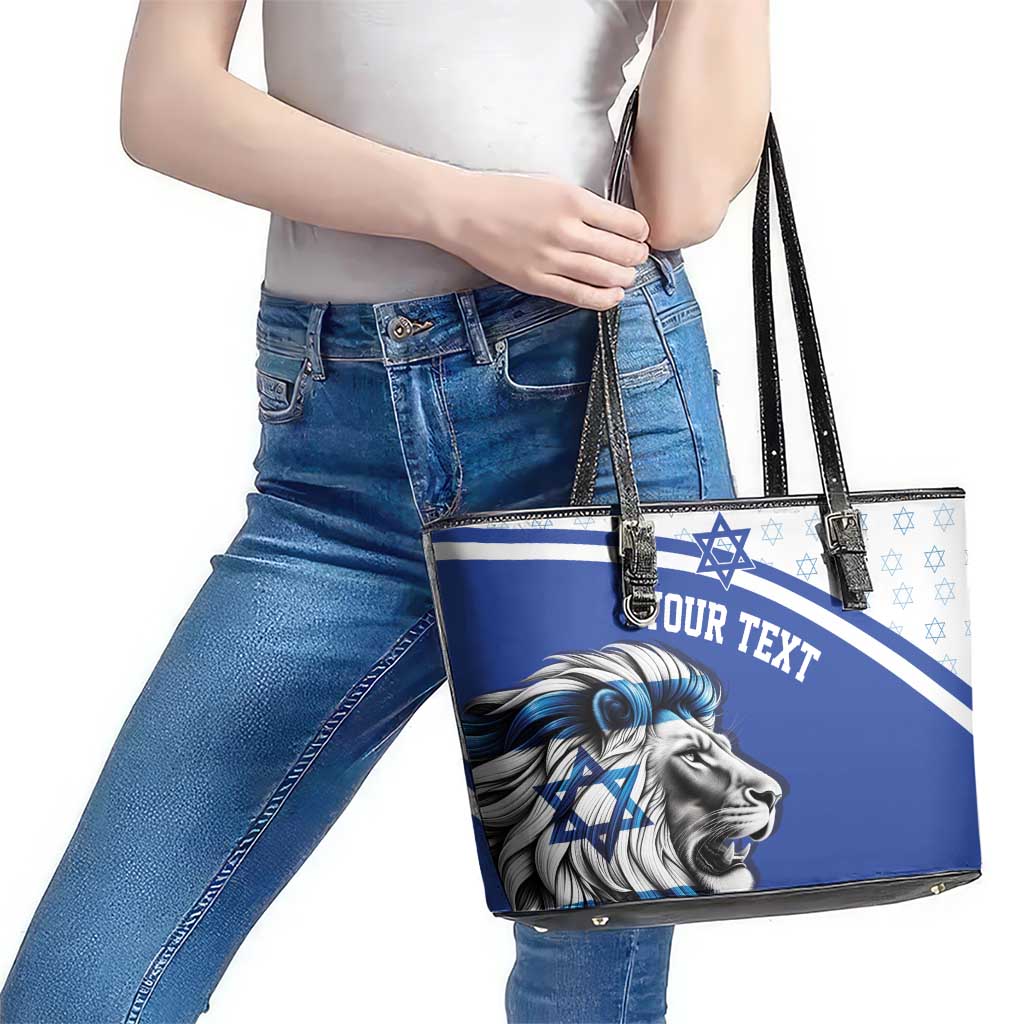 Personalized Israel Lion of Judah Leather Tote Bag Flag and Coat of arms