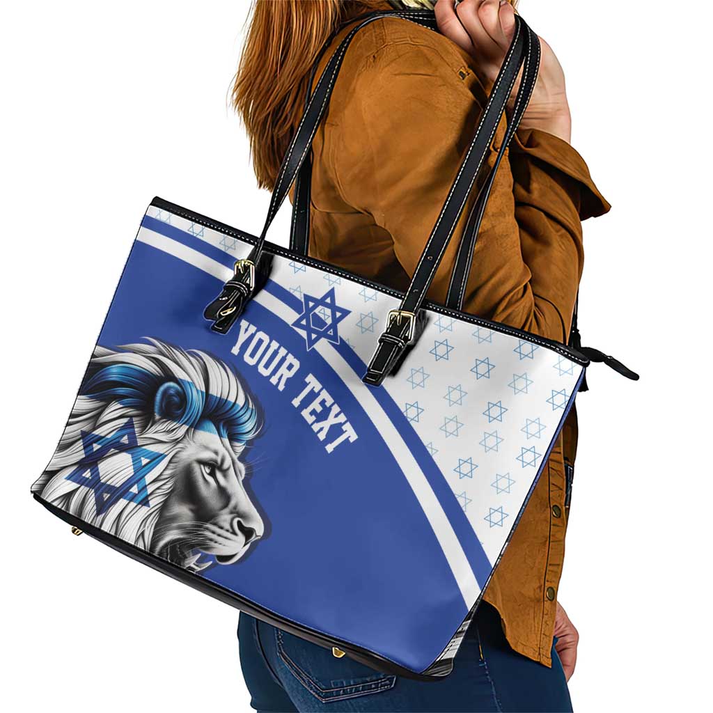 Personalized Israel Lion of Judah Leather Tote Bag Flag and Coat of arms